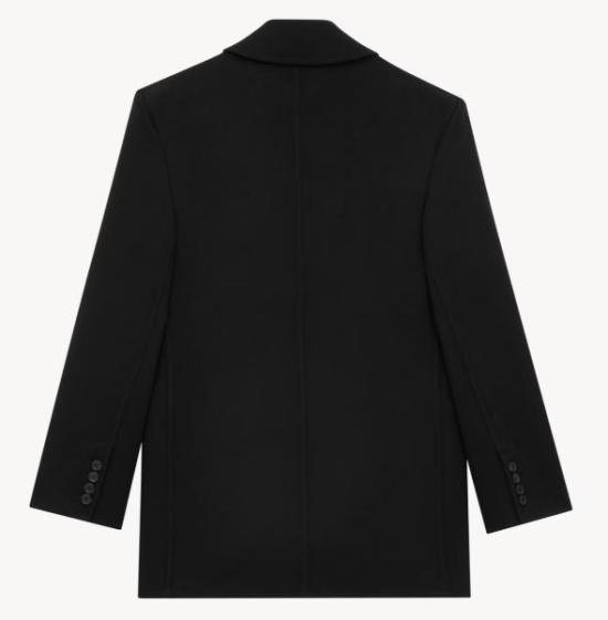 26FW 생로랑 더블 페이스 펠트 소재 피코트 837180Y060R 1005 NOIR - SAINT LAURENT