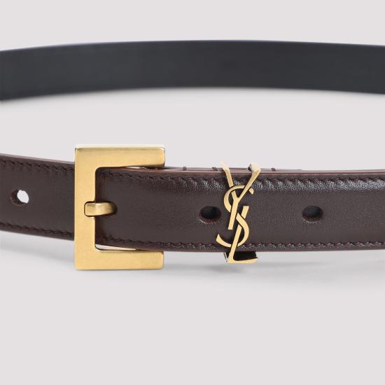  생로랑 카산드라 씬 스퀘어 버클 벨트 554465 BOO0W6892 BROWN - SAINT LAURENT