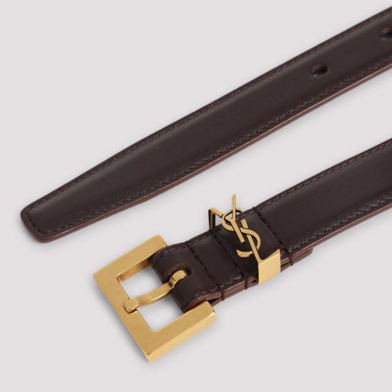  생로랑 카산드라 씬 스퀘어 버클 벨트 554465 BOO0W6892 BROWN - SAINT LAURENT