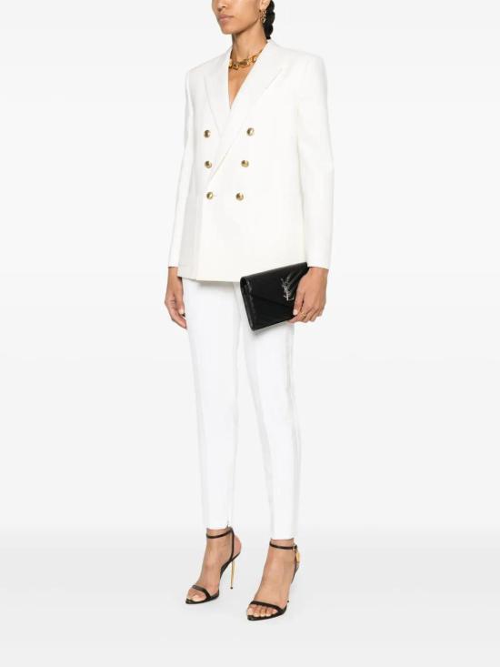  생로랑 그랑 드 뿌드르 엠보스드 레더 카산드라 마틀라세 체인 지갑 377828 BOW021000 BLACK - SAINT LAURENT