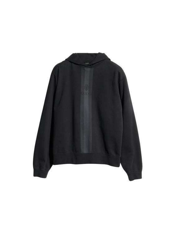 26FW 구찌 웹 코튼 후드 스웨트셔츠 A0094VXJH5T 1152 BLACK