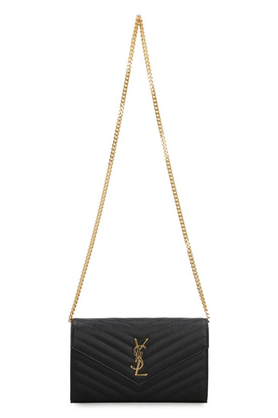26FW 생로랑 레더 카산드라 체인 월렛 377828BOW01 1000 BLACK - SAINT LAURENT