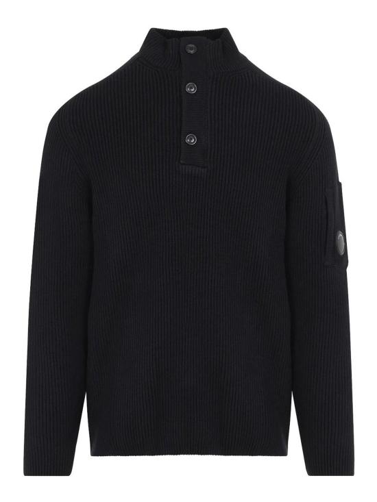 26FW 씨피 컴퍼니 풀 립 코튼 렌즈 하프 버튼 스웨터 21CMKN102A006608A999 BLACK