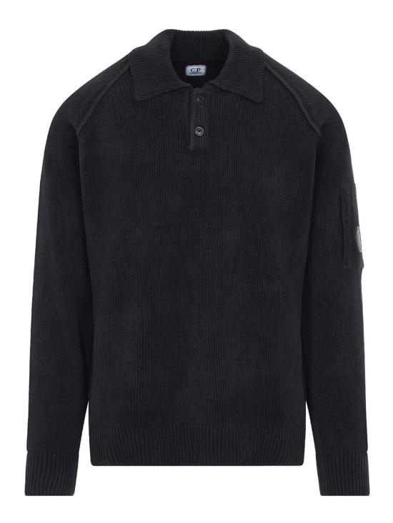 26FW 씨피 컴퍼니 셔닐 코튼 폴로 니트 21CMKN198A005558G888 BLACK
