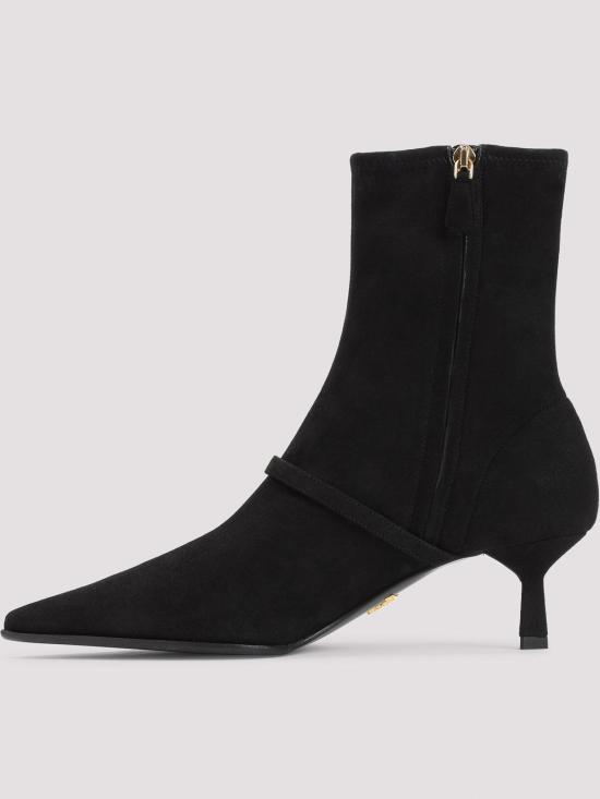 26FW 프라다 나파 레더 미드힐 부츠 1U648OF055L66F0002 BLACK - PRADA