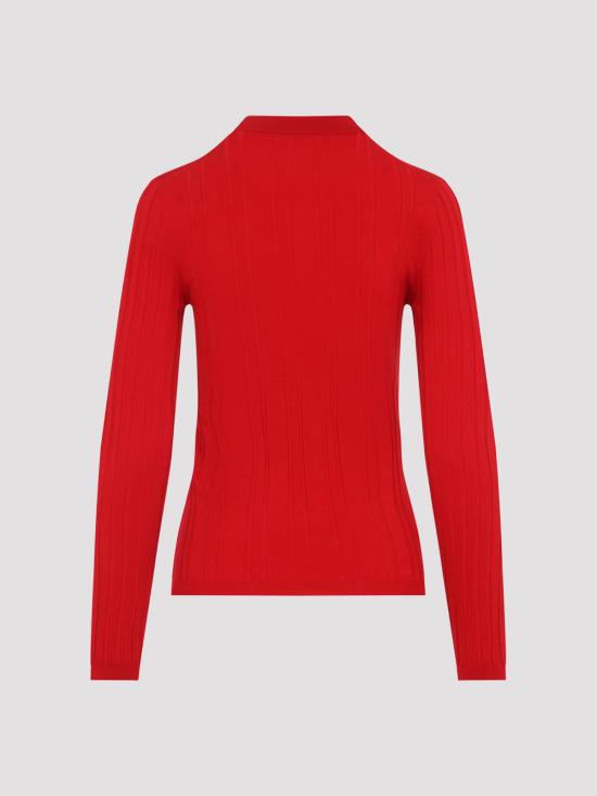 26FW 프라다 골지 코튼 니트 롱 슬리브 폴로 스웨터 P24F3ISOOO17WKF0011 RED - PRADA