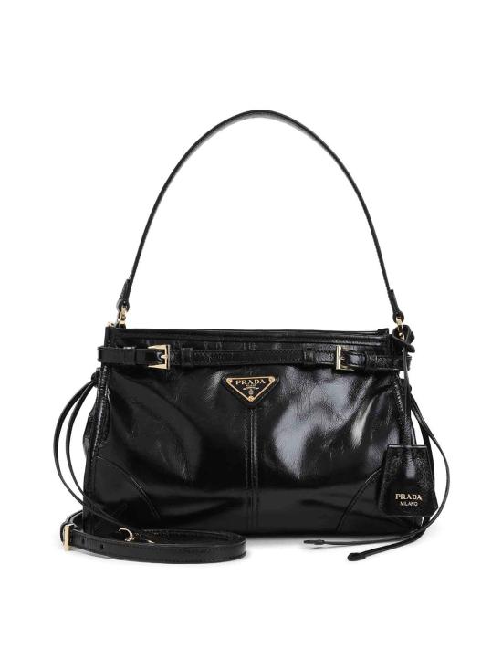 26FW 프라다 미디엄 자카드 및 레더백 1BC297VOOM2CYRF0002 BLACK