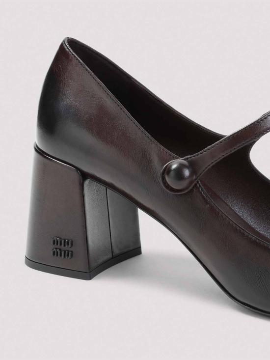 26FW 미우미우 메리 제인 레더 펌프스 5I781EF0653ZQIF0AL3 DARK BROWN - MIU MIU