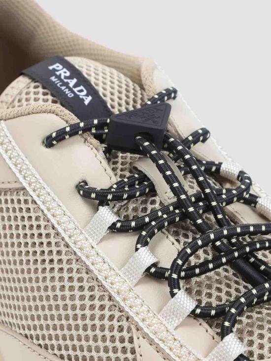 26FW 프라다 스피드락 레더 앤 메쉬 패브릭 스니커즈 2EE468FG0003ZM0F0F24 DARK BEIGE - PRADA