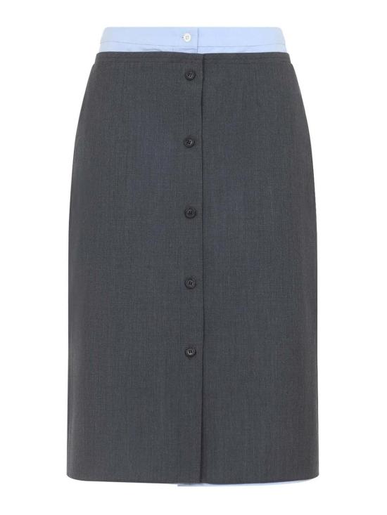 26FW 프라다 더블 레이어 미디 스커트 P169ISOOO6106F0480 DARK GREY