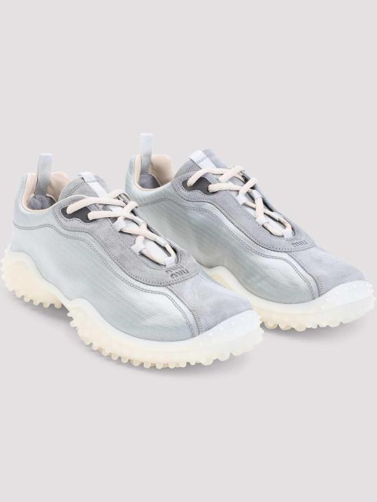 26FW 미우미우 버블 테크니컬 패브릭 및 스웨이드 스니커즈 5E806EFA0453M0KF0424 LIGHT GREY - MIU MIU
