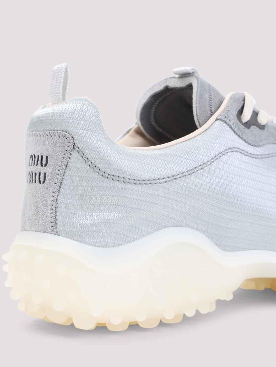 26FW 미우미우 버블 테크니컬 패브릭 및 스웨이드 스니커즈 5E806EFA0453M0KF0424 LIGHT GREY - MIU MIU