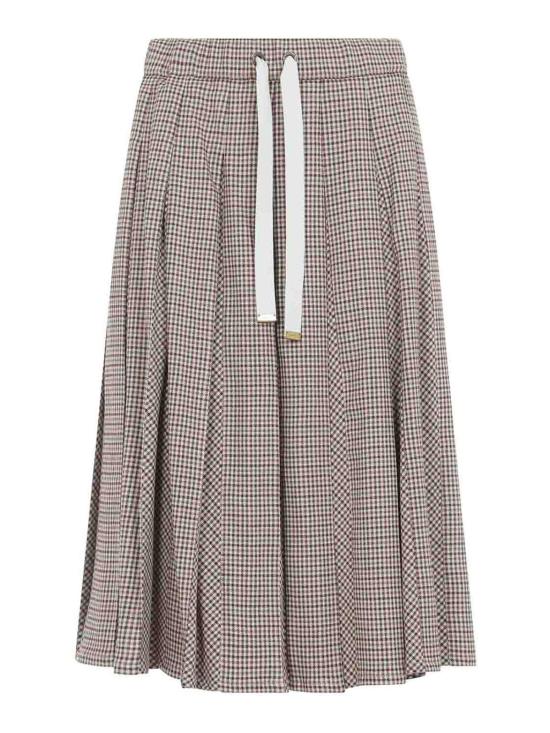 26FW 몽클레어 체크 울 블렌드 플리츠 미디 스커트 L20932D00001599LVF22 MULTICOLOUR