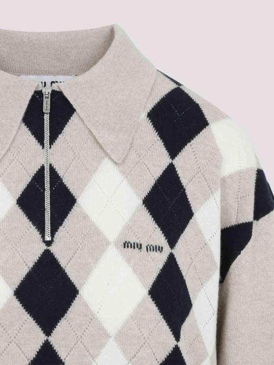 26FW 미우미우 캐시미어 폴로 스웨터 캐시미어 폴로 스웨터 MML08BSOOO6033F0006 - MIU MIU