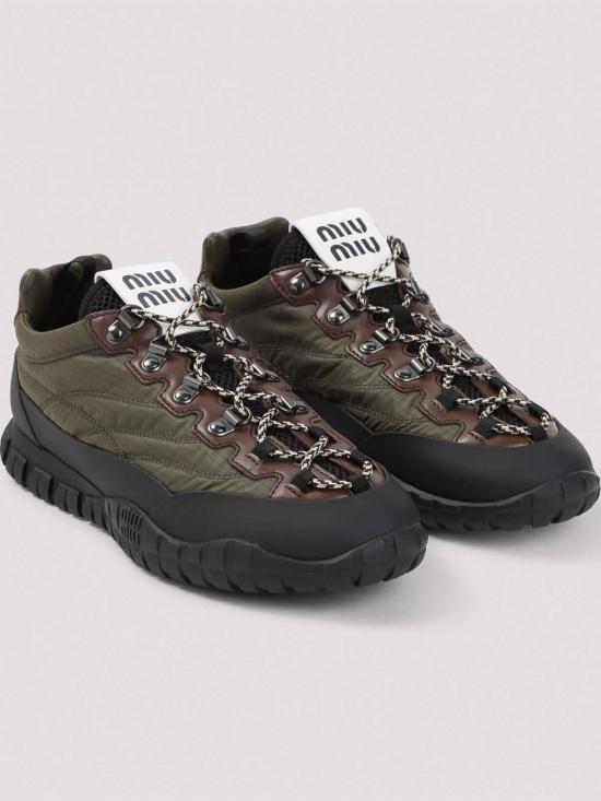 26FW 미우미우 타이어 테크니컬 레더 스니커즈 5E760EF005FKSF0161 DARK GREEN - MIU MIU
