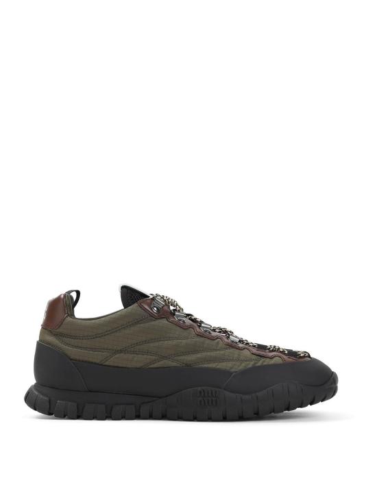 26FW 미우미우 타이어 테크니컬 레더 스니커즈 5E760EF005FKSF0161 DARK GREEN