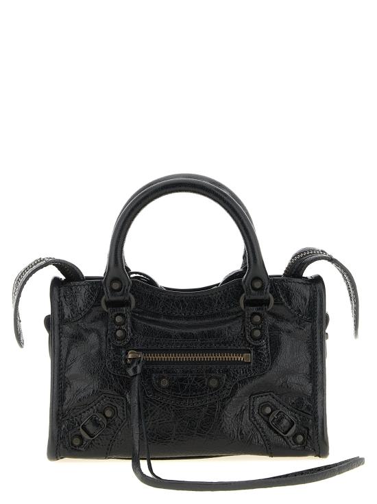 26FW 발렌시아가 르 시티 나노 램스킨 탑핸들 토트백 8657642ACFH1000 Black