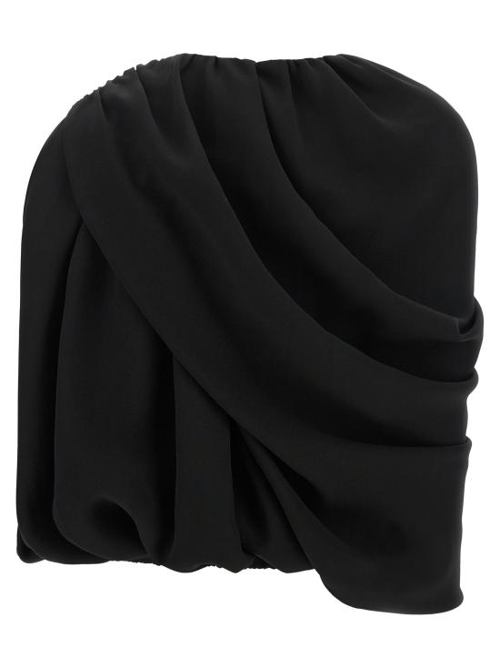 26FW 발렌시아가 여성 실크 캐디 케이프 탑 A002BXTUN141000 Black - BALENCIAGA