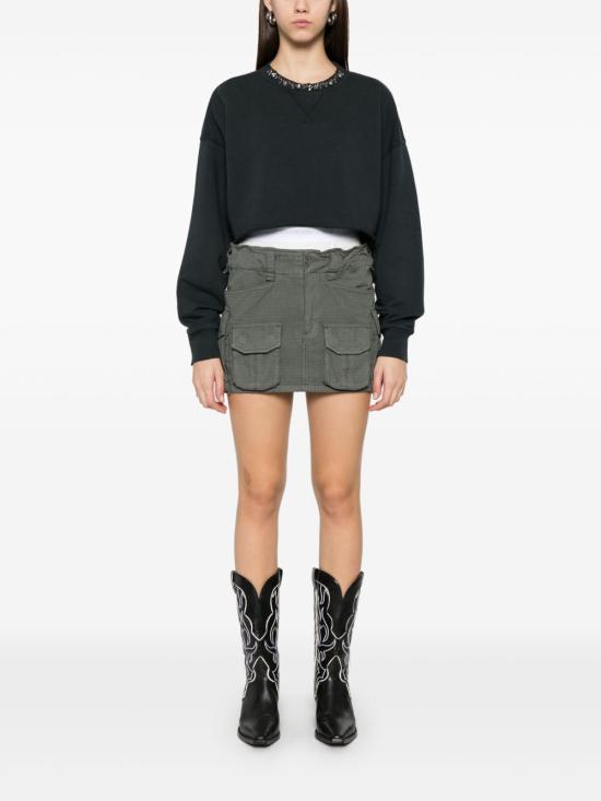  골든구스 크리스탈 프론트 크롭 코튼 스웨트셔츠 GWP02203P00189690456 P26 BLACK - GOLDEN GOOSE