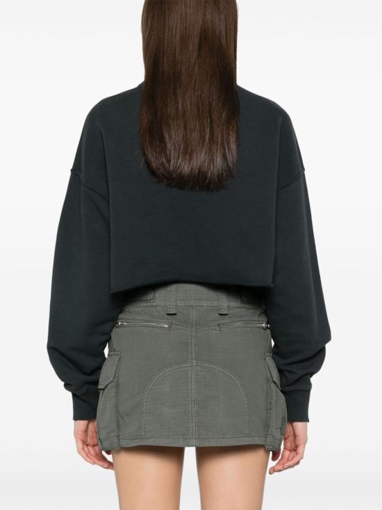  골든구스 크리스탈 프론트 크롭 코튼 스웨트셔츠 GWP02203P00189690456 P26 BLACK - GOLDEN GOOSE