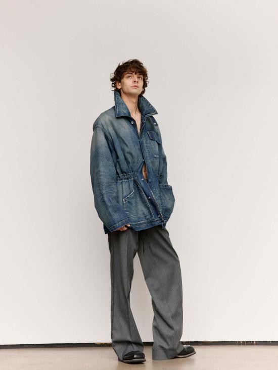  MM6 메종마르지엘라 수트 자켓 Mm6 메종 마르지엘라 인디고 코튼 패딩 스포츠 재킷 - MM6 MAISON MARGIELA