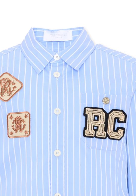 26FW [키즈] 로베르토 카발리 탑 CBA26017CA WHITE SK B LIGHT BLUE - ROBERTO CAVALLI