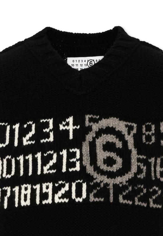 26FW [키즈] MM6 메종마르지엘라 니트 베스트 M61049 MM08V M6900 BLACK - MM6 MAISON MARGIELA
