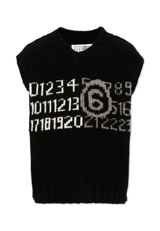 26FW [키즈] MM6 메종마르지엘라 니트 베스트 M61049 MM08V M6900 BLACK