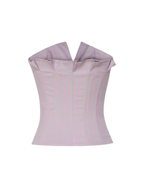  포스터 걸 긴팔 티셔츠 SS24RTWTP086 STRETCH COTTONGREY PINK PINSTR - POSTER GIRL