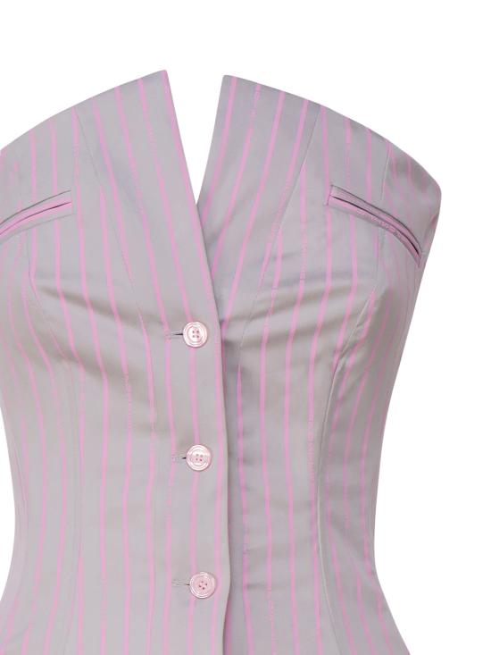  포스터 걸 긴팔 티셔츠 SS24RTWTP086 STRETCH COTTONGREY PINK PINSTR - POSTER GIRL