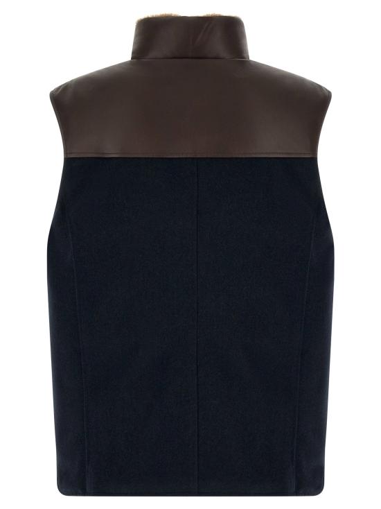 브루넬로 쿠치넬리 베스트 LDMM4701622CQJ36 NAVY - BRUNELLO CUCINELLI