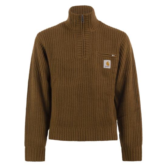 26FW 칼하트 디트로이트 하프 집 스웨터 I035398 BROWN