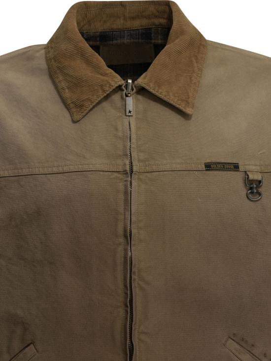 26FW 골든구스 자켓 베이지색 면 소재 봄버 재킷 및 코트 - GOLDEN GOOSE