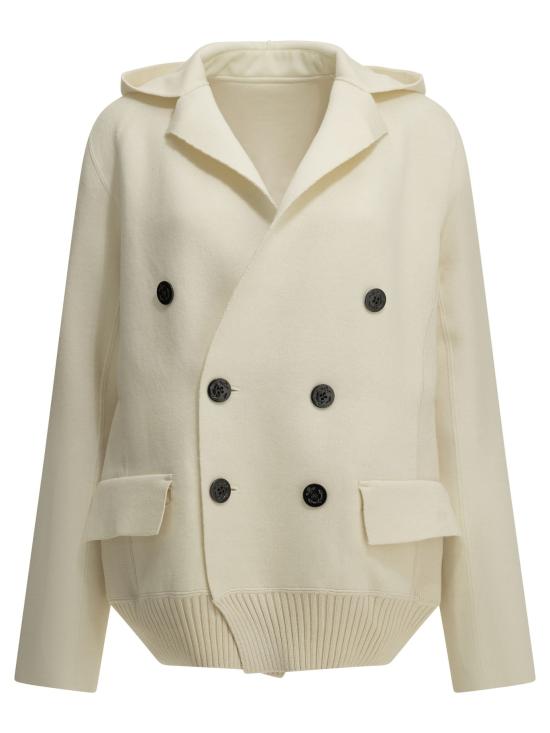 26FW 사카이 아우터 더블 브레스트 블레이저 재킷 및 코트 (화이트)