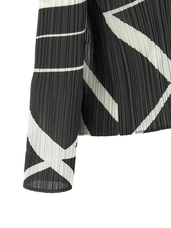 26FW 플리츠플리즈 니트웨어 폴드 라인 스웨터 및 가디건 화이트/블랙 - PLEATS PLEASE