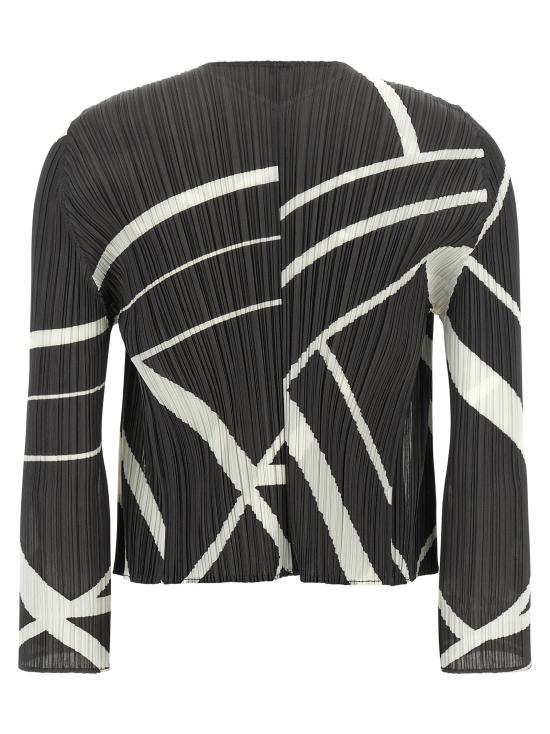 26FW 플리츠플리즈 니트웨어 폴드 라인 스웨터 및 가디건 화이트/블랙 - PLEATS PLEASE