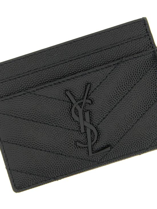 26FW 생로랑 지갑 로고 마틀라세 카드  및 카드 홀더 블랙 - SAINT LAURENT