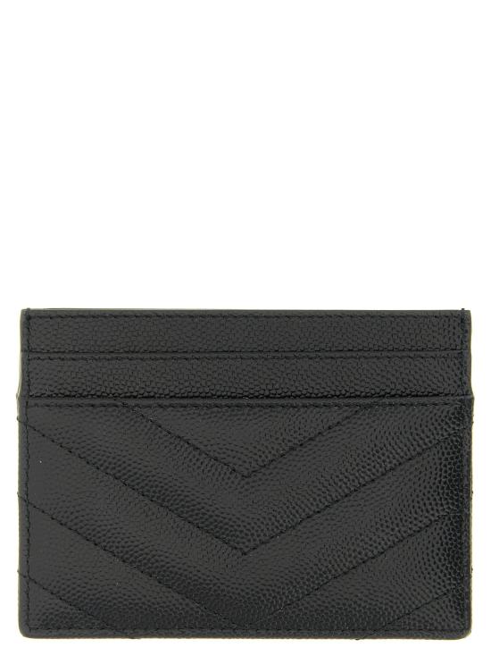26FW 생로랑 지갑 로고 마틀라세 카드  및 카드 홀더 블랙 - SAINT LAURENT