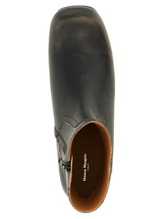 26FW 마르지엘라 부츠 빈티지 가죽 앵클 , 블랙 앵클 - MAISON MARGIELA