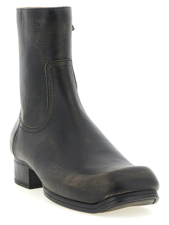26FW 마르지엘라 부츠 빈티지 가죽 앵클 , 블랙 앵클 - MAISON MARGIELA