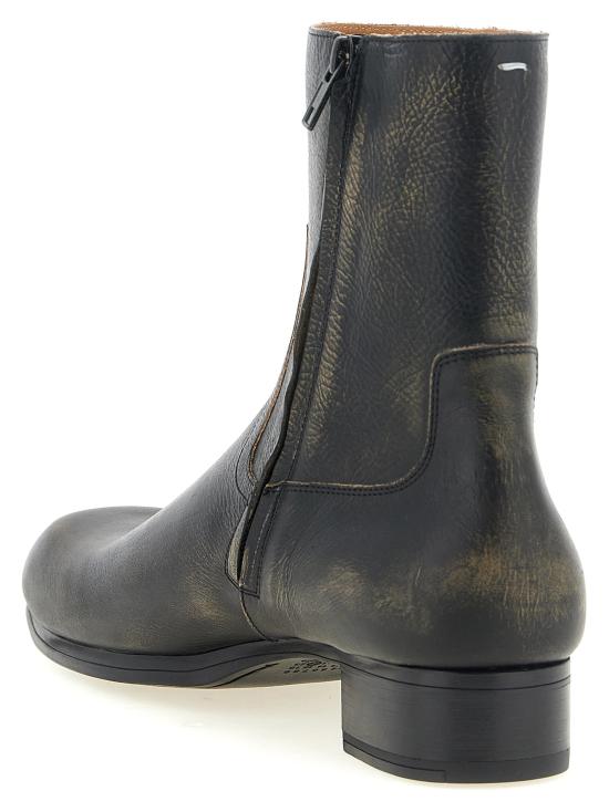 26FW 마르지엘라 부츠 빈티지 가죽 앵클 , 블랙 앵클 - MAISON MARGIELA