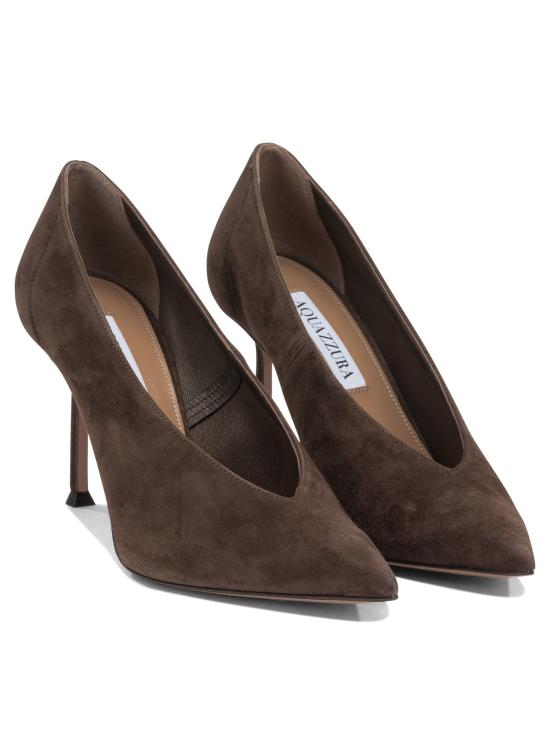 26FW 아쿠아주라 힐/펌프스 볼테르 85mm 굽 구두 브라운 - AQUAZZURA