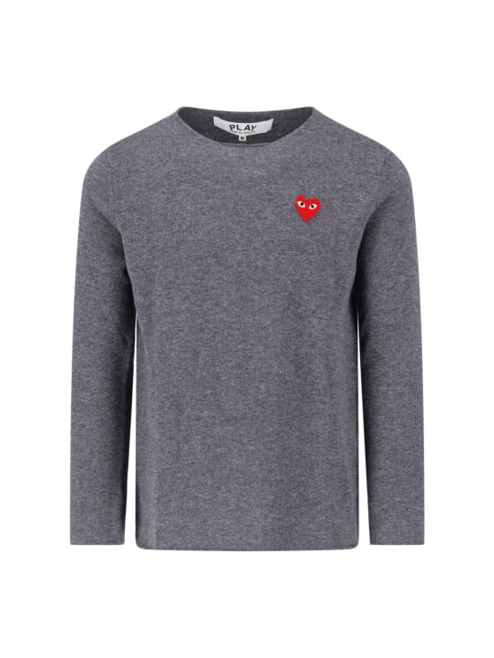 26FW 꼼데가르송 플레이 레드 하트 크루넥 스웨터 AX N068 051 3 GREY