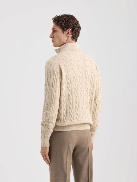 26FW 필리포 드 로렌티스 스웨터 캐시미어 Paglia 소재의 Lavorazione a Treccia 카디건 - FILIPPO DE LAURENTIIS