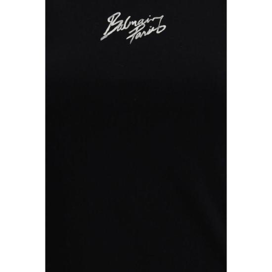26SS 발망 민소매 티셔츠 릴렉스드 브러시 프린트 탱크탑 블랙 - BALMAIN