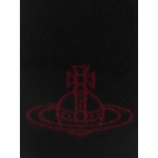 26FW 비비안웨스트우드 싱글 ORB 더블 페이스 머플러 81030006 W01MK N401 BLACK RED DOM - VIVIENNE WESTWOOD