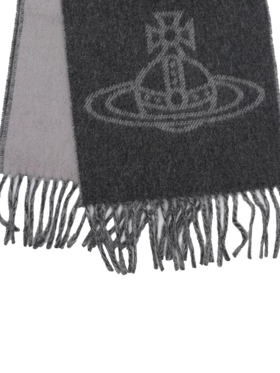 26FW 비비안웨스트우드 싱글 ORB 더블 페이스 머플러 81030006 W01MK P410 ANTHRACITE DOM - VIVIENNE WESTWOOD