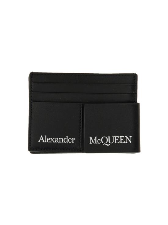  알렉산더 맥퀸 남성지갑 로고가 새겨진 블랙 카드 홀더 - ALEXANDER MCQUEEN