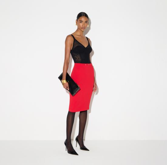 26FW 엘리자베타프랜치 미디 스커트 GO22366E2 CG5 RED PASSION - ELISABETTA FRANCHI