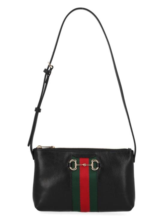  구찌 가방 미니 백 호스빗 웹 가죽 핸드백 블랙 - GUCCI